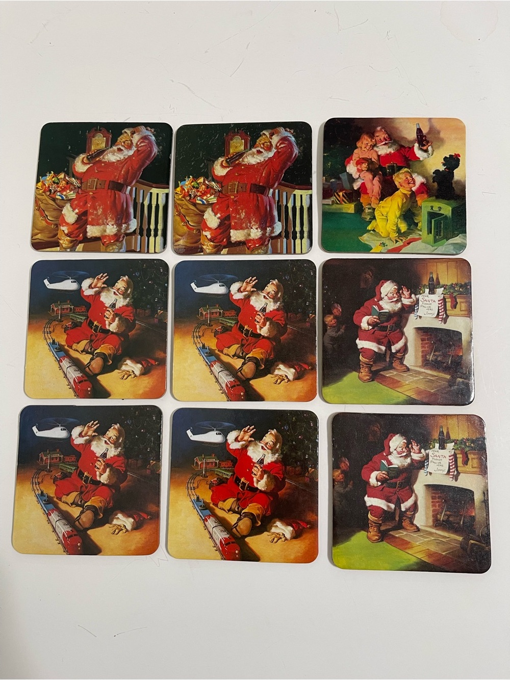 Vintage Coca-Cola Christmas Santa Claus Coasters Holiday Nostalgic Retro 9 Set